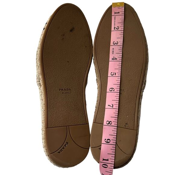 PRADA Embroidered Logo Canvas Espadrille EU 38 US 8 Beige Slip On Flats - Picture 9 of 12